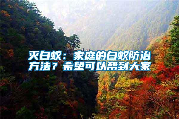 滅白蟻：家庭的白蟻防治方法？希望可以幫到大家